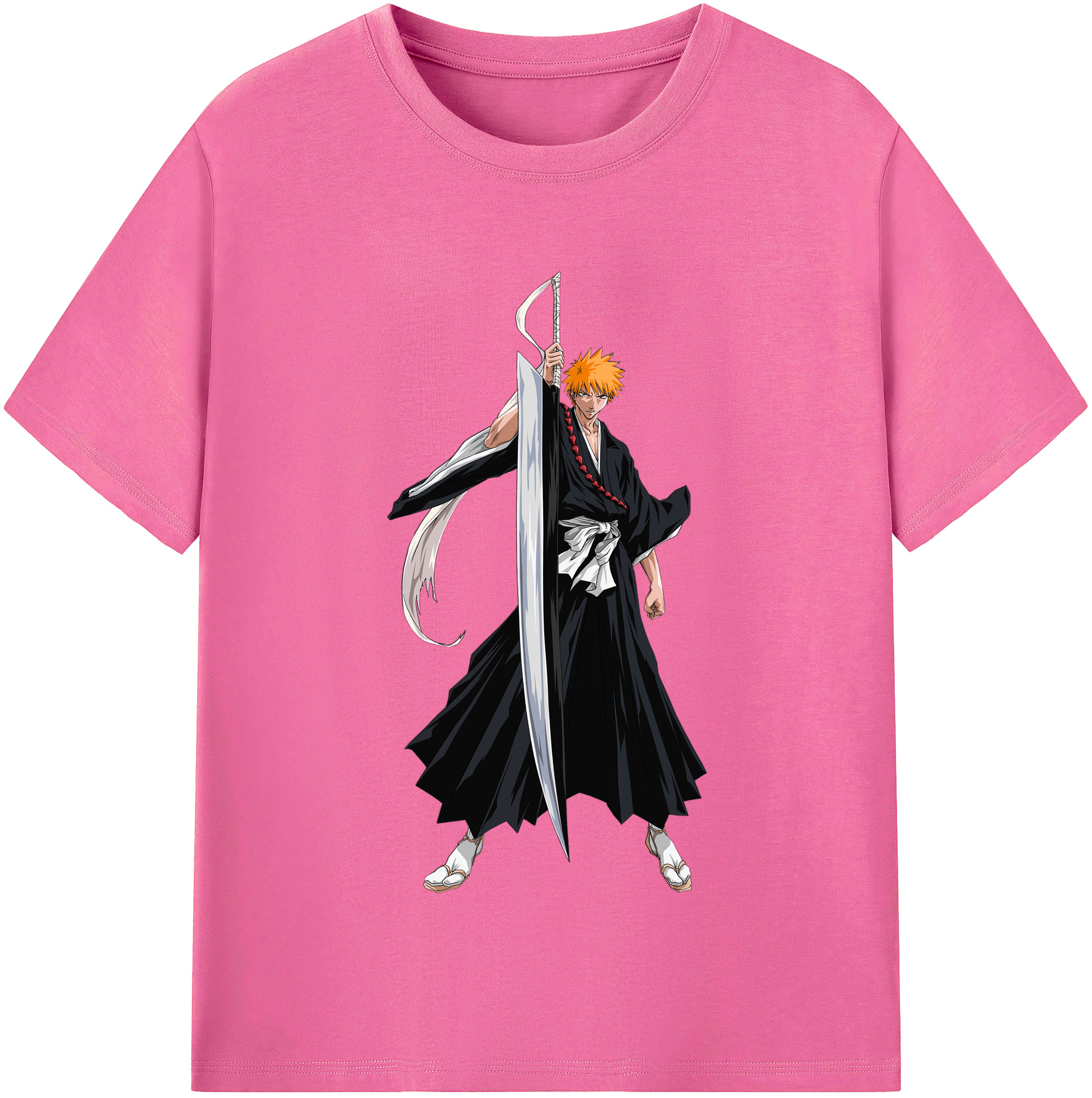 （画像用） ブリーチ 黒崎一護（くろさき いちご）BLEACH Kurosaki Ichigo レディースカジュアルプリントTシャツ（綿100％）